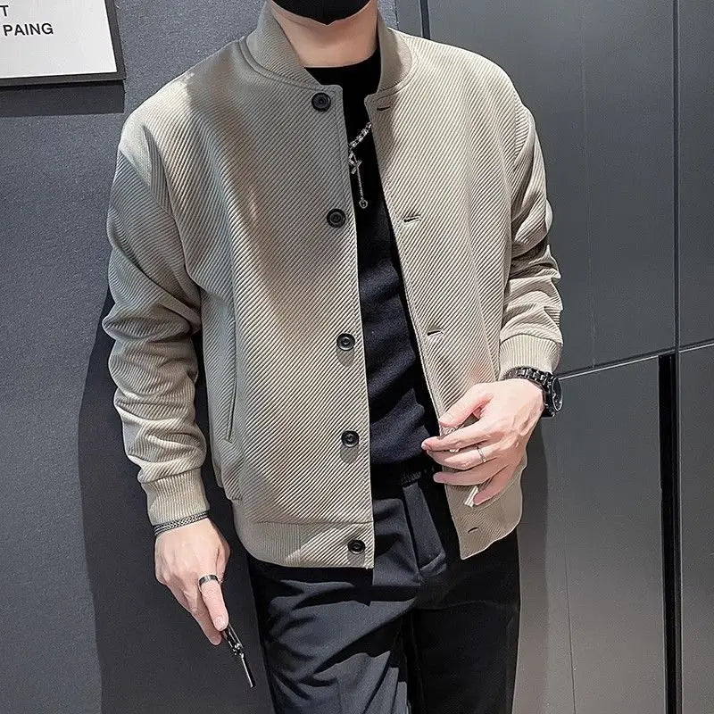 Trendy Men’s Baseball Jacket – Spring & Autumn Casual Workwear Coat