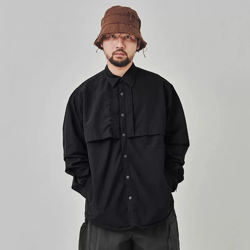 Men’s Waterproof Quick-Dry Techwear Cargo Shirt – Oversized Street Style