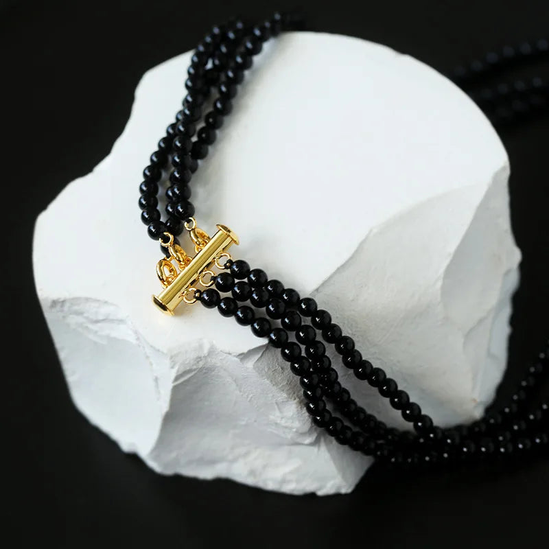 Brass Natural Baroque Pearl Layered Chain Choker Necklace