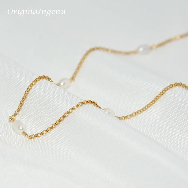 Natural Pearl Necklace – 14K Gold-Filled Choker