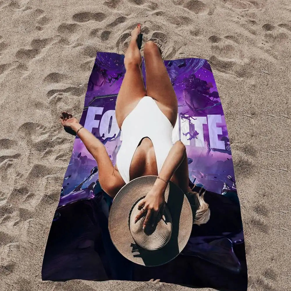 Cartoon F-Fortnite Microfiber Beach Towel – Soft, Quick-Dry & Ultra-Absorbent
