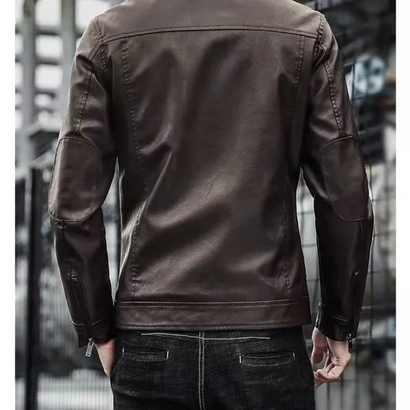 Men’s Slim Fit Leather Suit Jacket – Short Casual Blazer