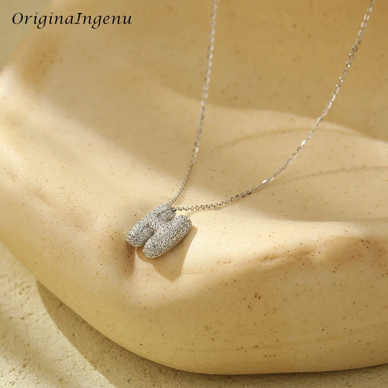 Silver Bubble Letter Name Necklace – A–Z Initials