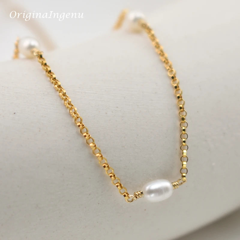 Natural Pearl Necklace – 14K Gold-Filled Choker