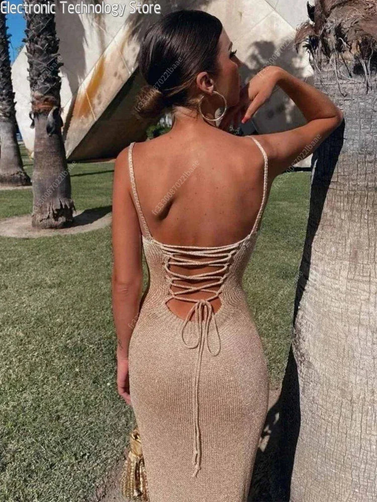 High Split Sexy Backless Summer Dress – Ankle Length & Sleeveless