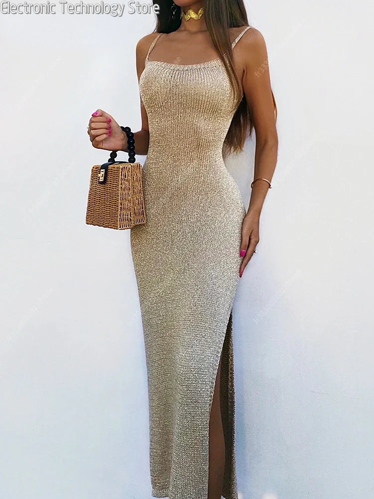 High Split Sexy Backless Summer Dress – Ankle Length & Sleeveless