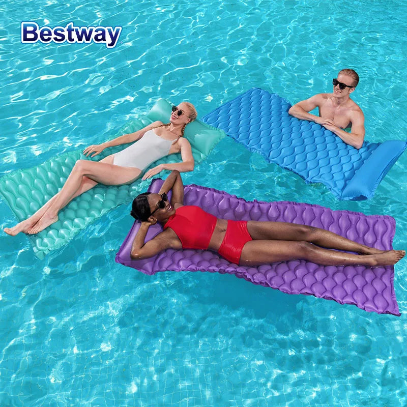 Inflatable Air Cushion – Pool Floating Wave Lounger with Head Pillow