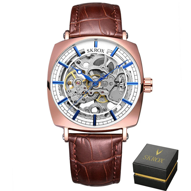 Square Skeleton Automatic Mechanical Watch – Elegant Luxury for Men