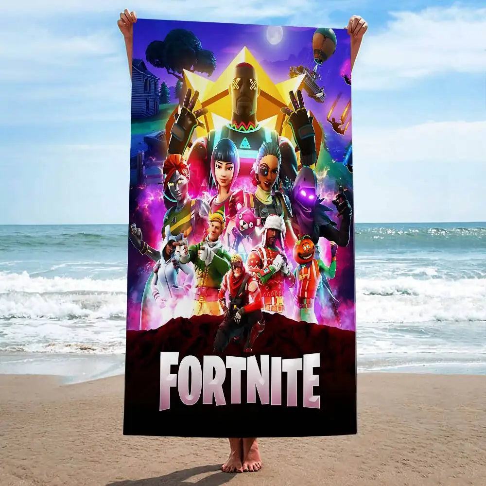 Cartoon F-Fortnite Microfiber Beach Towel – Soft, Quick-Dry & Ultra-Absorbent