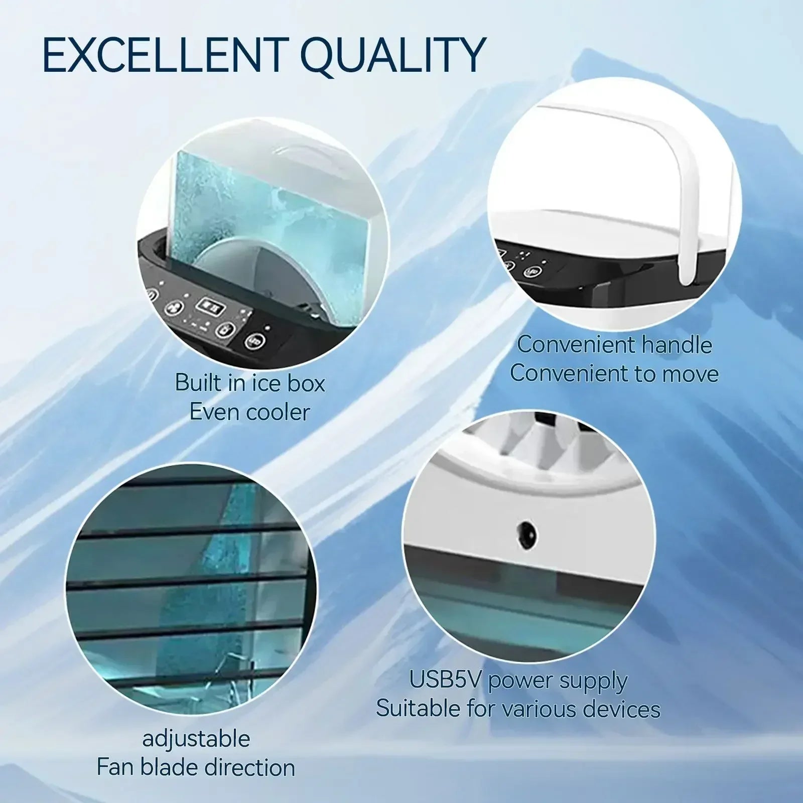Mini Portable Air Conditioner – 3-Speed Air Cooler with 900ml Water Tank