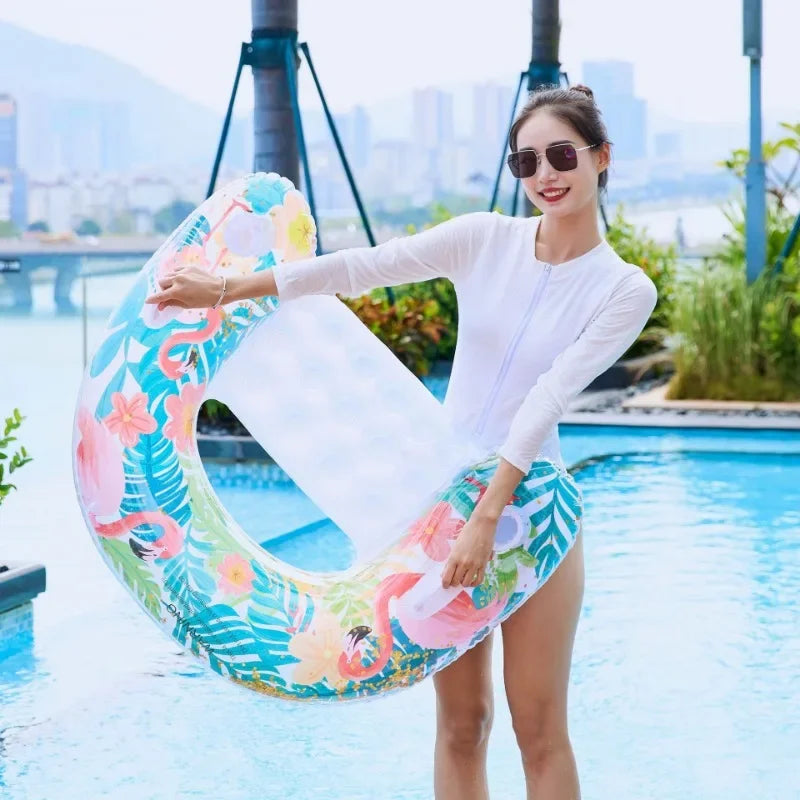 U-Shaped Inflatable Swimming Lounge Chair – Rainforest Flamingo Floating Sofa