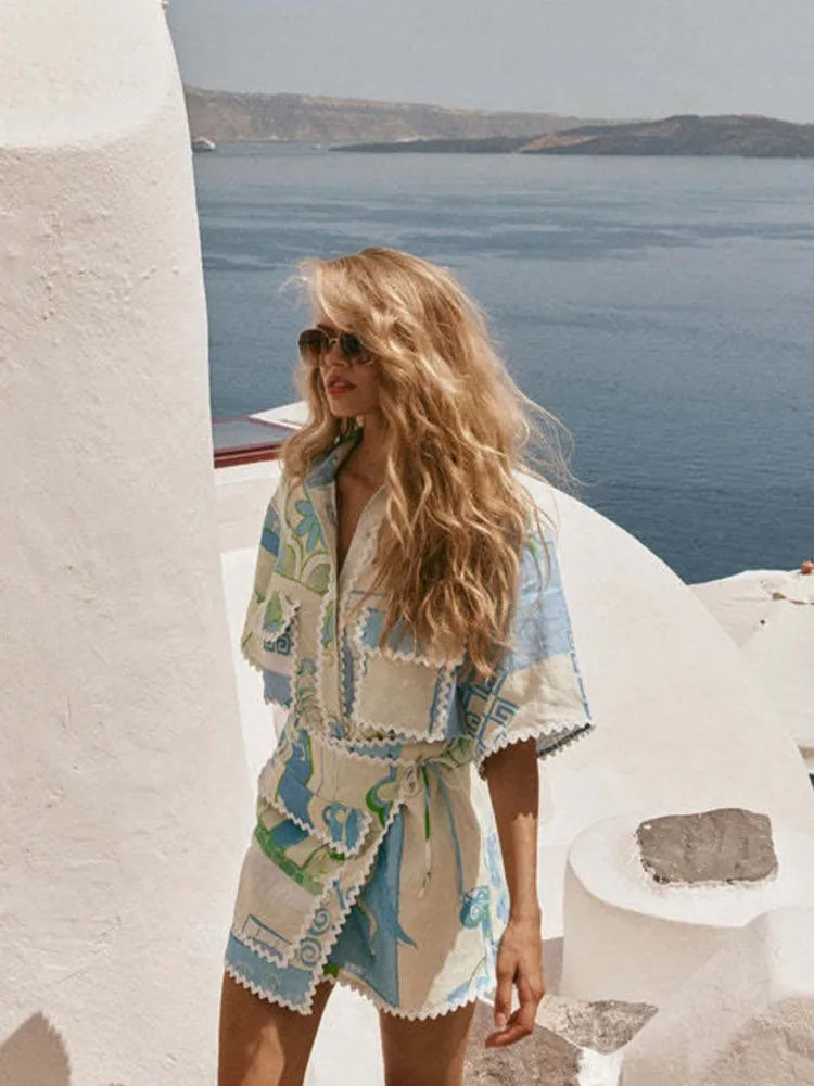 Playful & Polished: Printed Ruffle Two-Piece Set for Summer