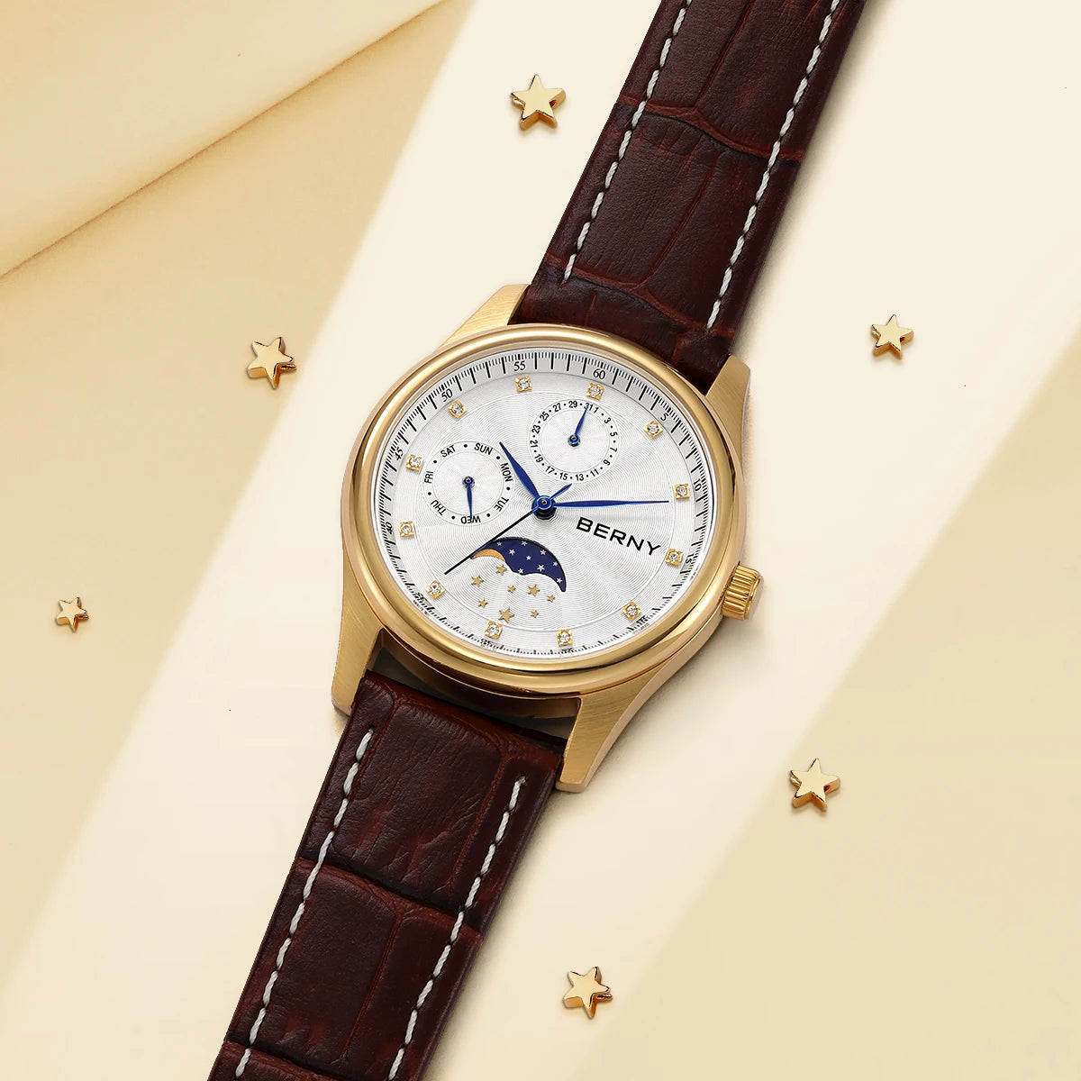 Women’s Watch – Calendar, Week, and Moon Phase Quartz Watch