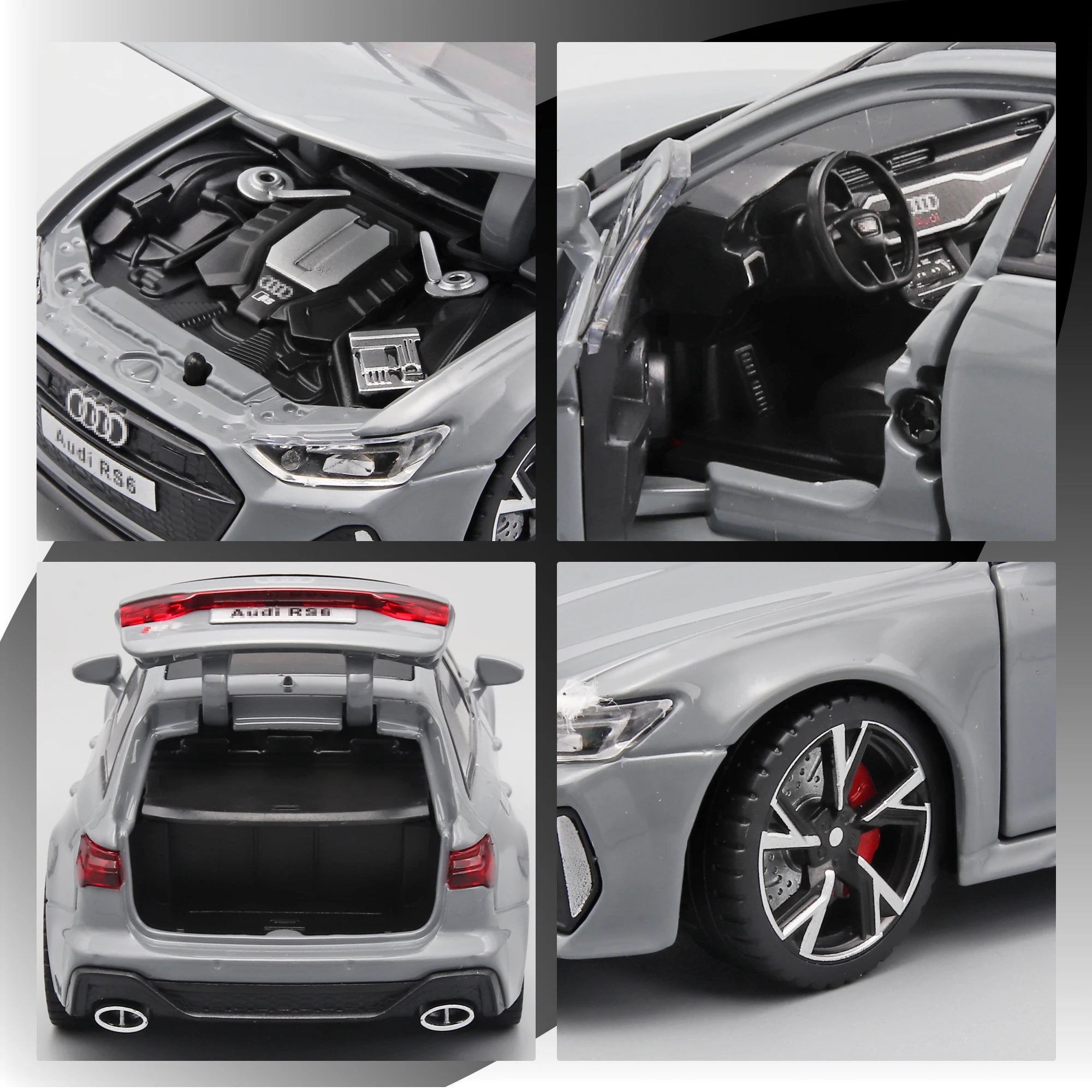 1:32 RS6 Toy Car Model – Alloy Diecast with Sound, Light & Opening Doors