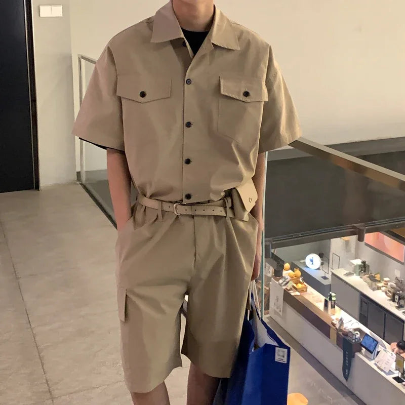 Retro Workwear-Inspired Urban Jumpsuit for Men
