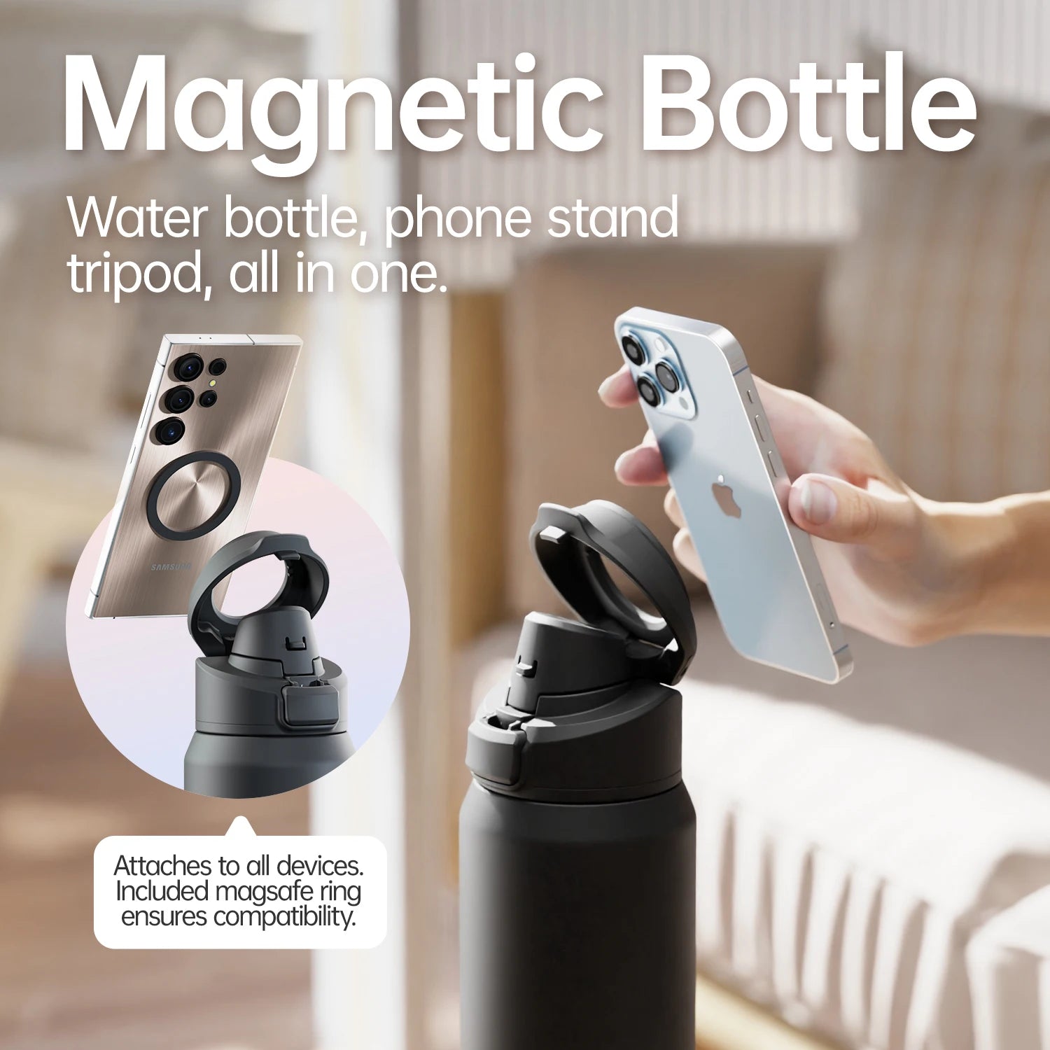 Magnetic Thermos Sports Water Bottle