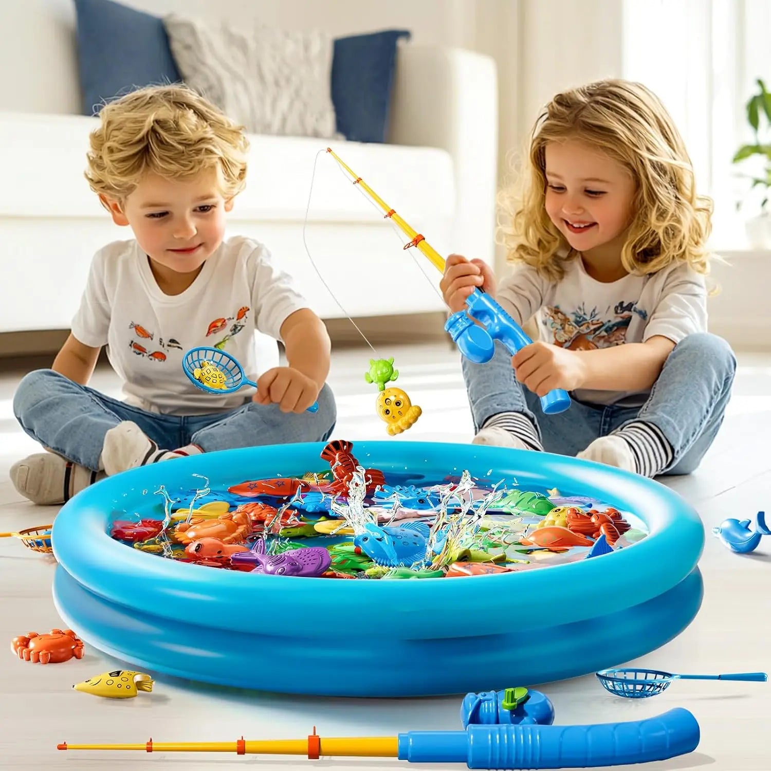 Magnetic Fishing Set with Inflatable Pool – Summer Party Game for Kids