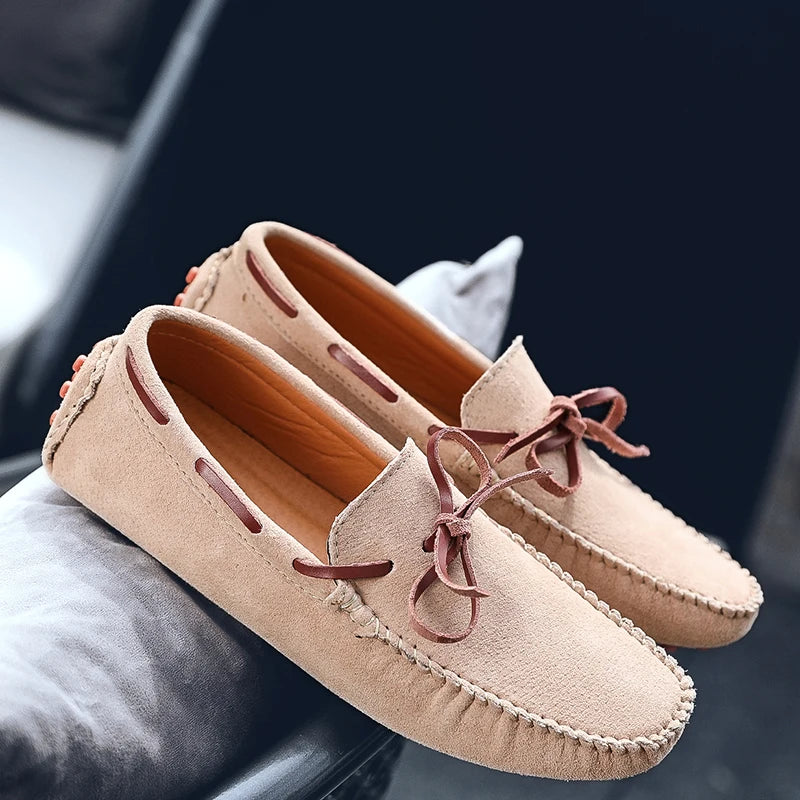 Men’s Suede Leather Slip-On Loafers – Handmade Breathable Flats