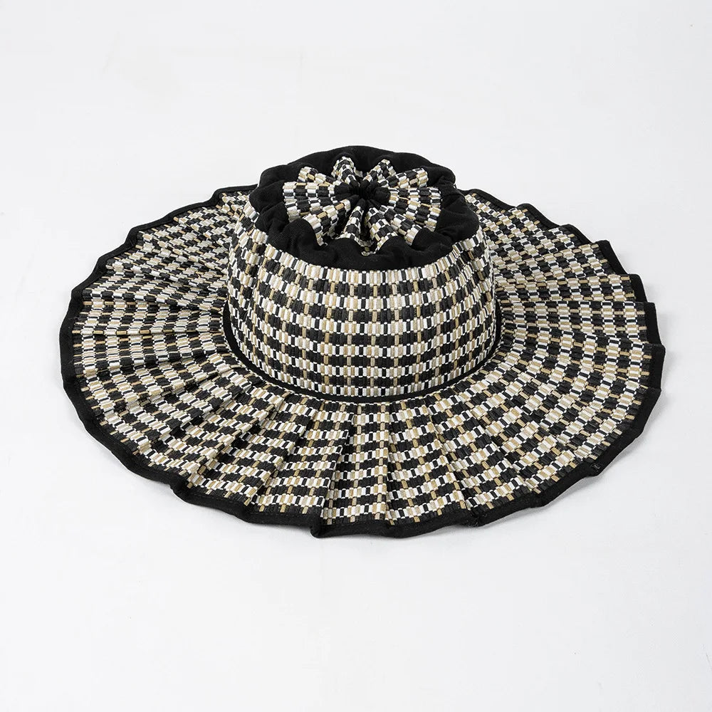 Foldable Pleated Straw Hat – Fashionable & Waterproof
