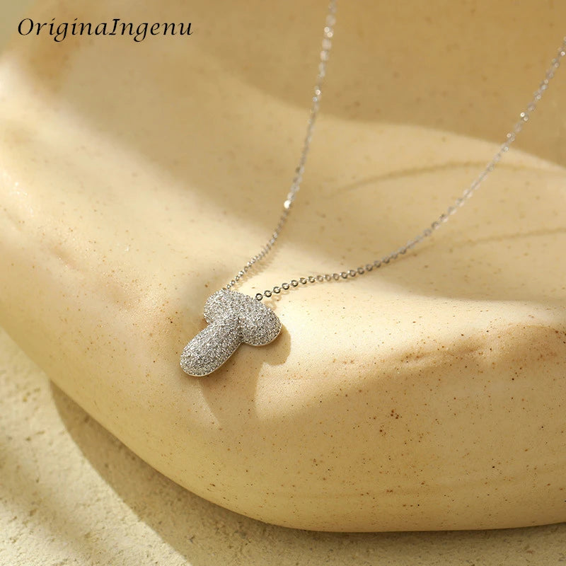 Silver Bubble Letter Name Necklace – A–Z Initials