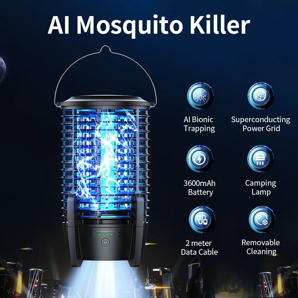 Electric Mosquito Killer Lamp with Camping Light – Rechargeable & Cordless