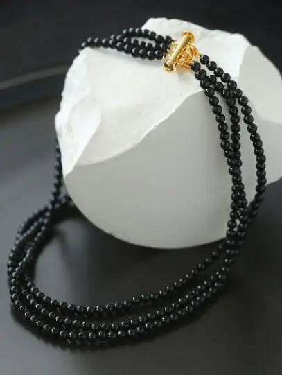 Brass Natural Baroque Pearl Layered Chain Choker Necklace
