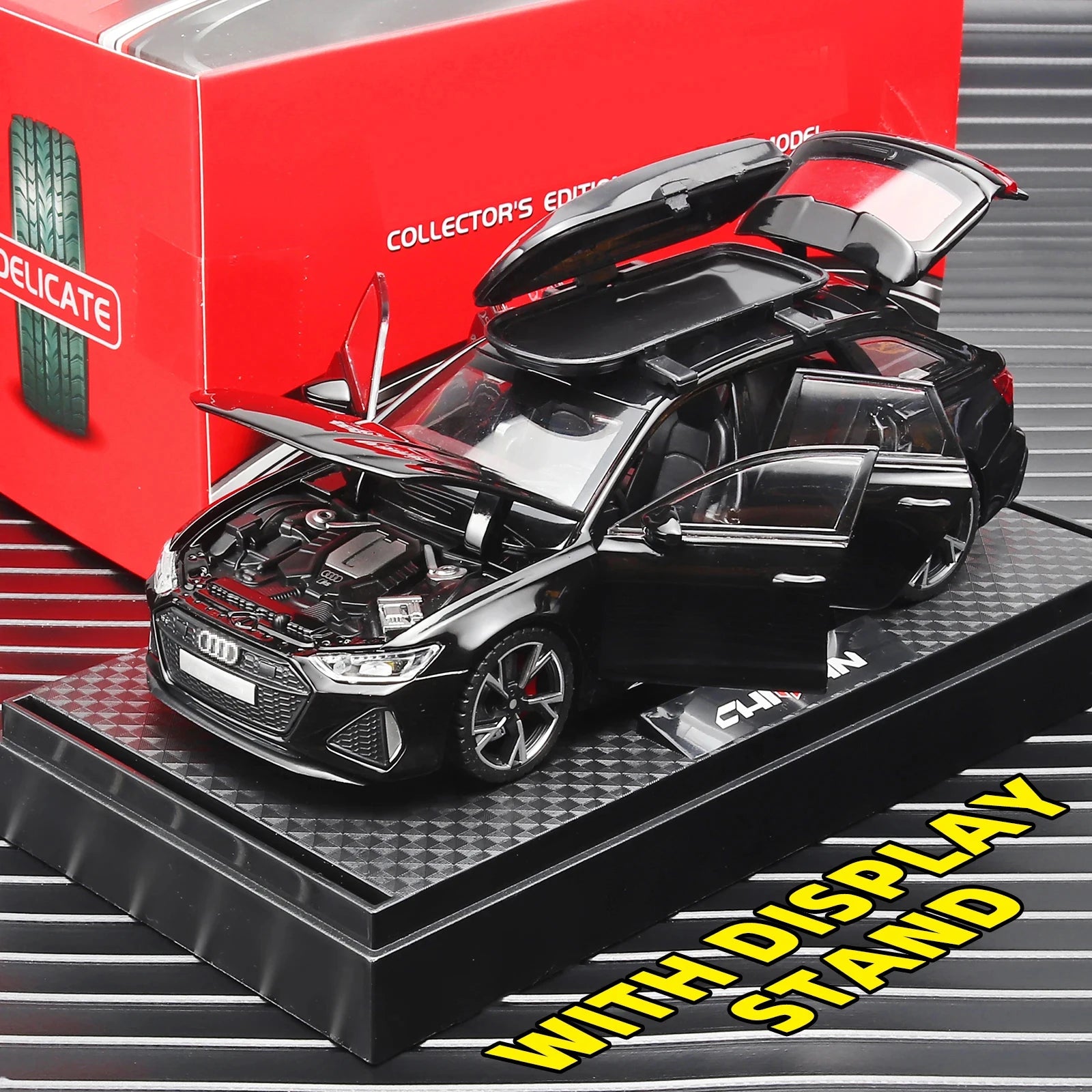 1:32 RS6 Toy Car Model – Alloy Diecast with Sound, Light & Opening Doors