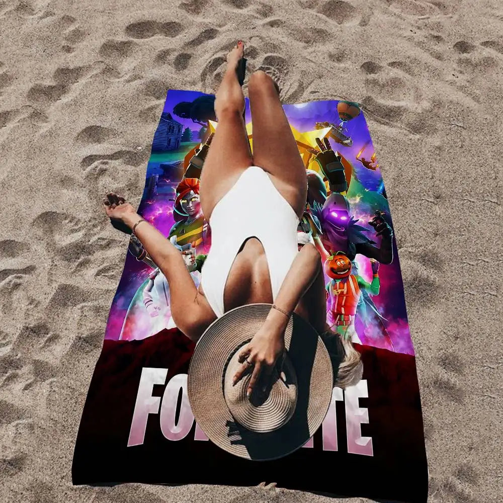 Cartoon F-Fortnite Microfiber Beach Towel – Soft, Quick-Dry & Ultra-Absorbent