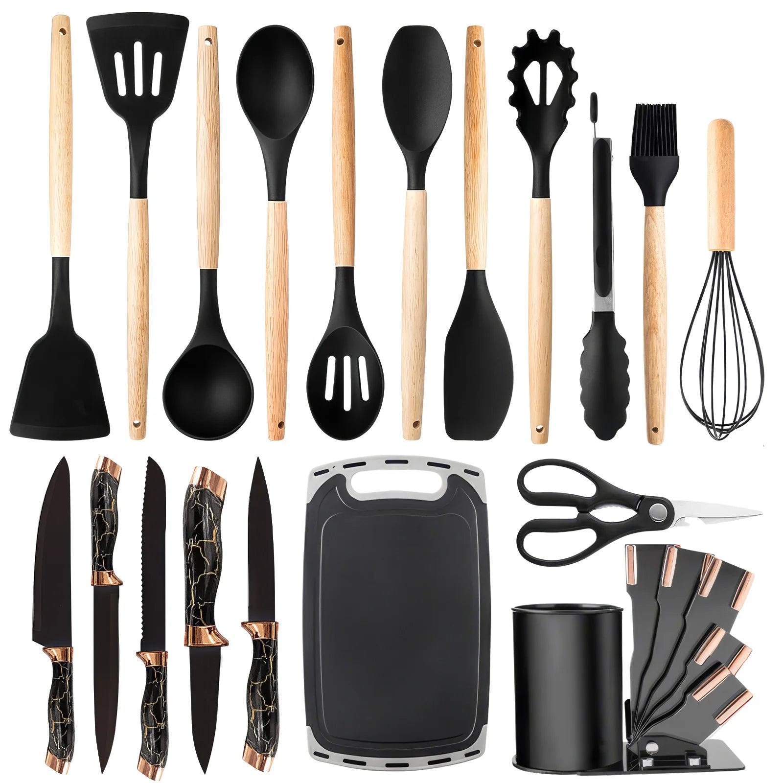 Silicone Cooking Utensils Set – Heat Resistant & Nonstick Safe