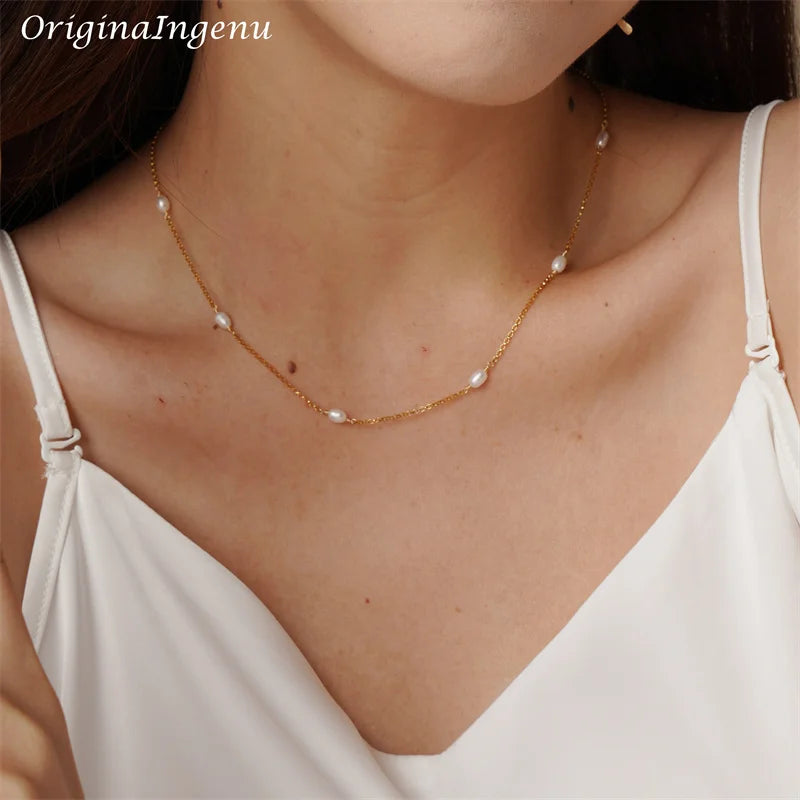 Natural Pearl Necklace – 14K Gold-Filled Choker