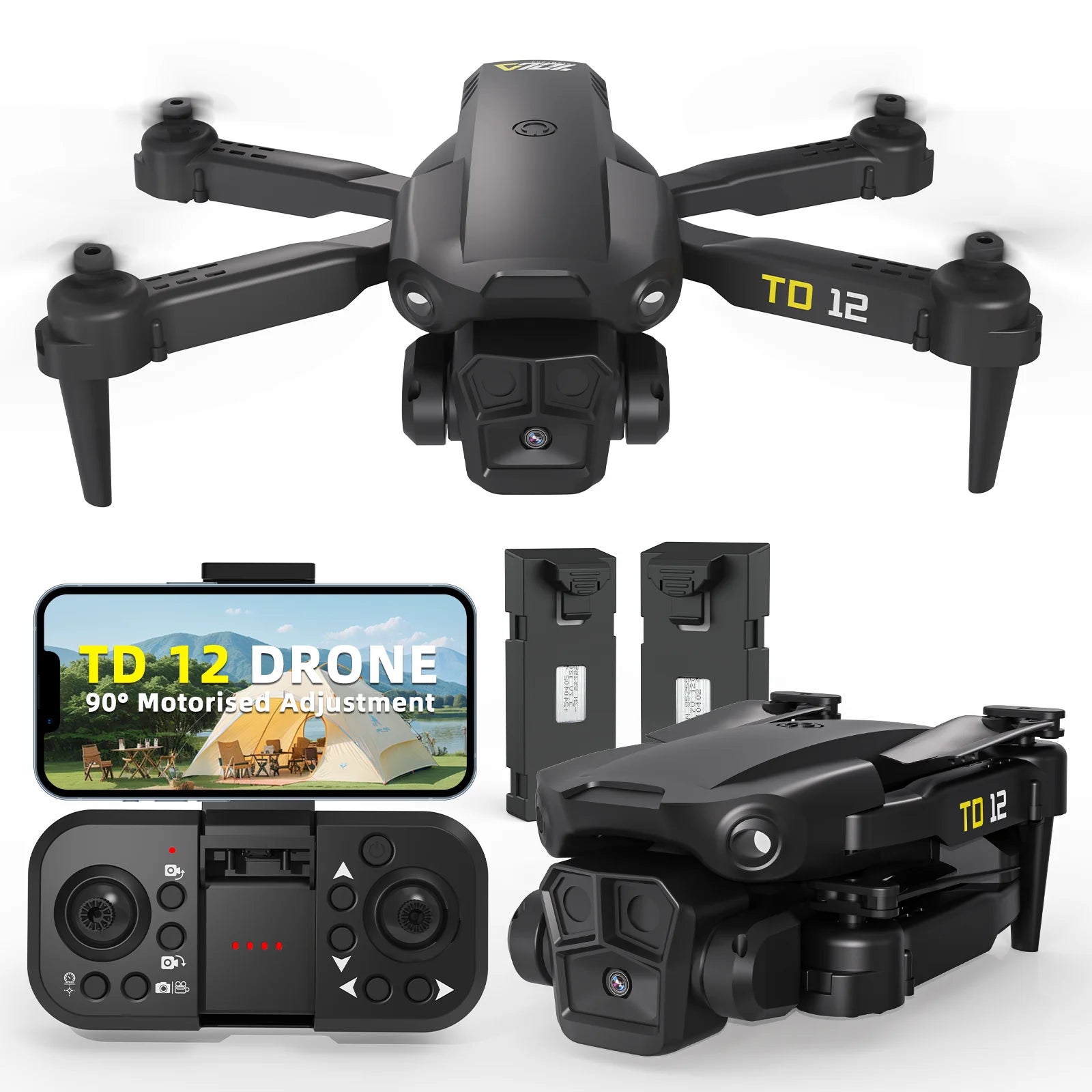 Drone 90° Adjustment 720p HD Dual Camera Optical Flow Positioning 360° Flip Remoted Control Quadcopter Toys RC Aircraft