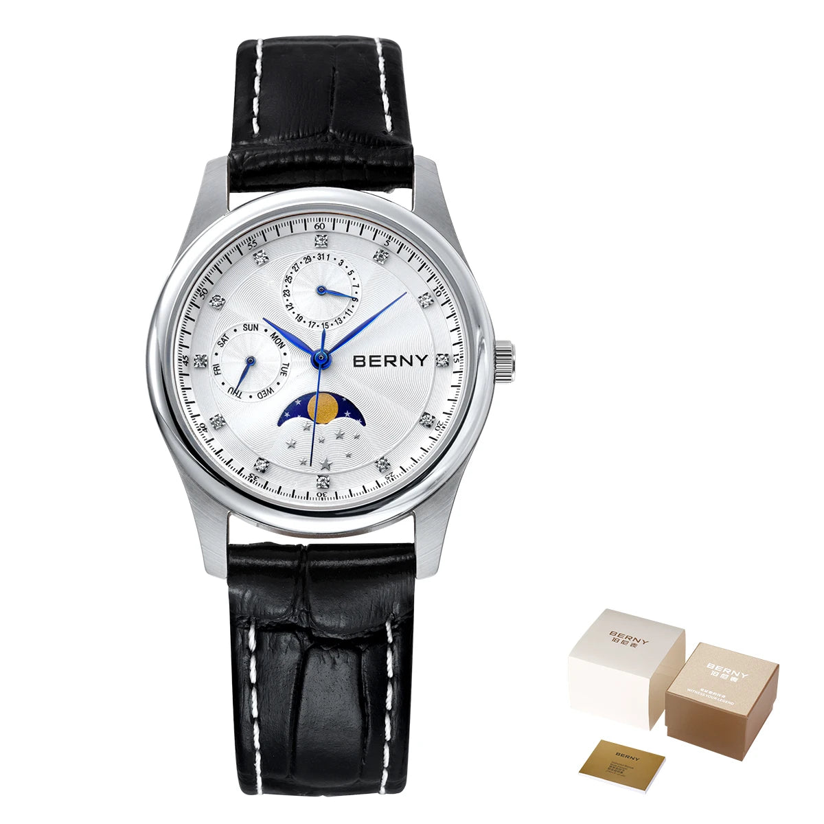 Women’s Watch – Calendar, Week, and Moon Phase Quartz Watch