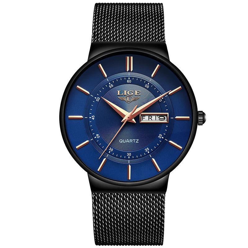 Fashion Luxury Men’s Watch – Ultra Thin Quartz with Stainless Mesh Belt