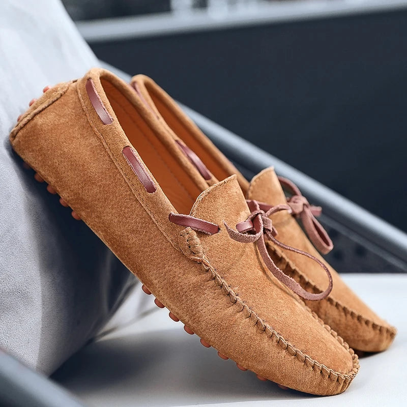 Men’s Suede Leather Slip-On Loafers – Handmade Breathable Flats