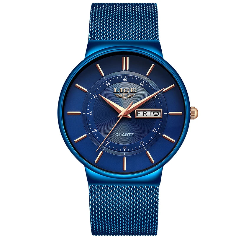 Fashion Luxury Men’s Watch – Ultra Thin Quartz with Stainless Mesh Belt