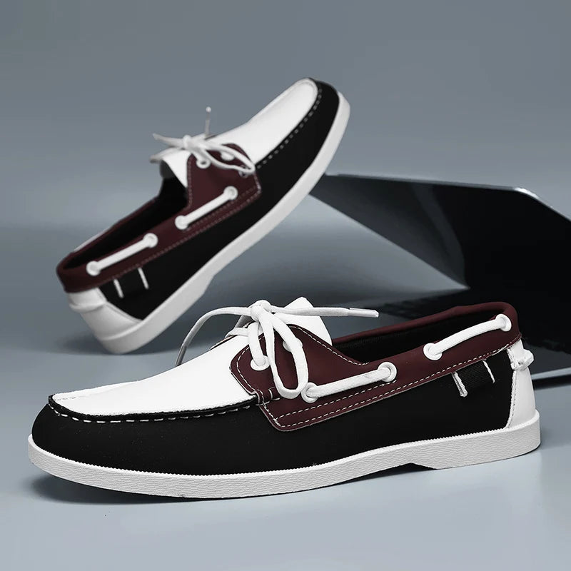 Men’s PU Leather Loafers – Strap Design Slip-On Boat Shoes