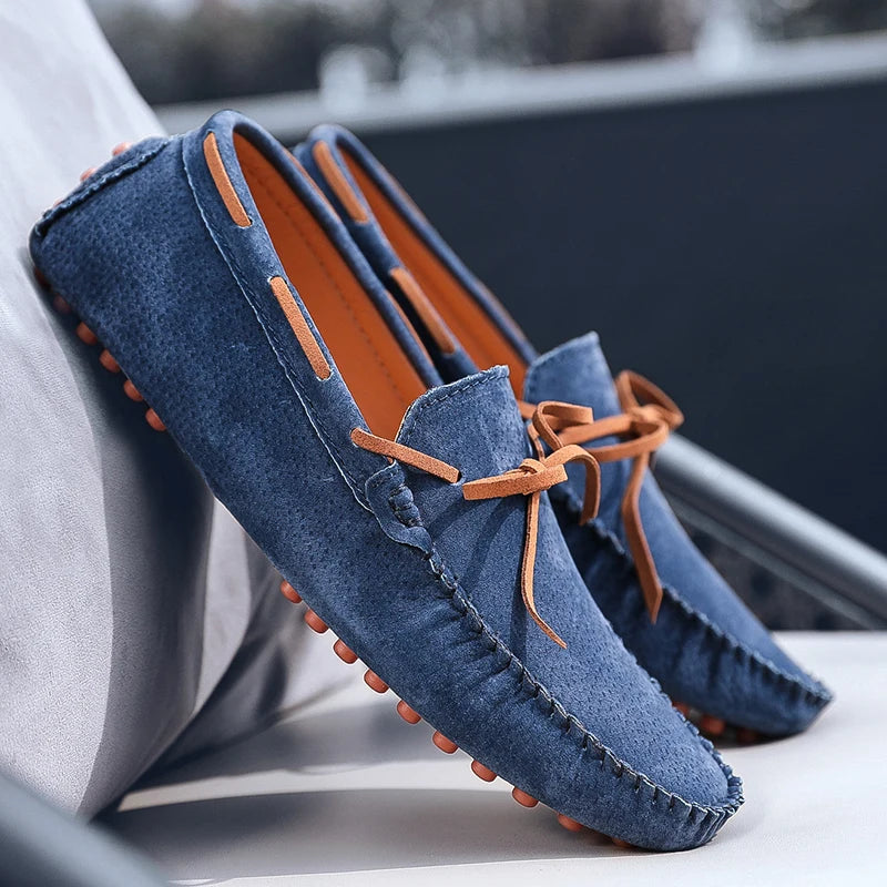 Men’s Suede Leather Slip-On Loafers – Handmade Breathable Flats