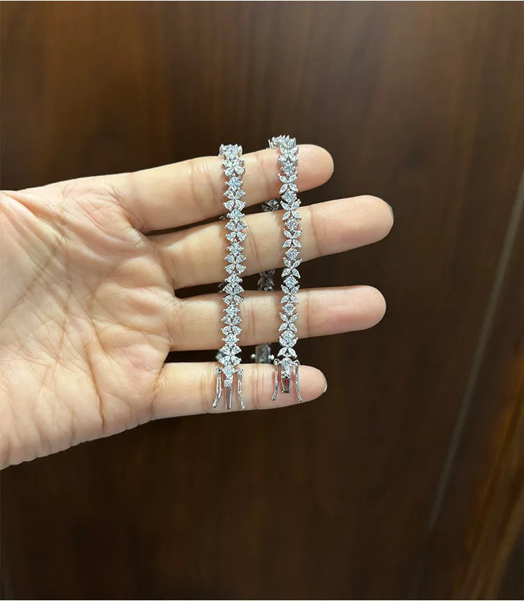 New Leaf Flower Pear Zircon Bracelet – 18K Gold Plated on S925 Silver