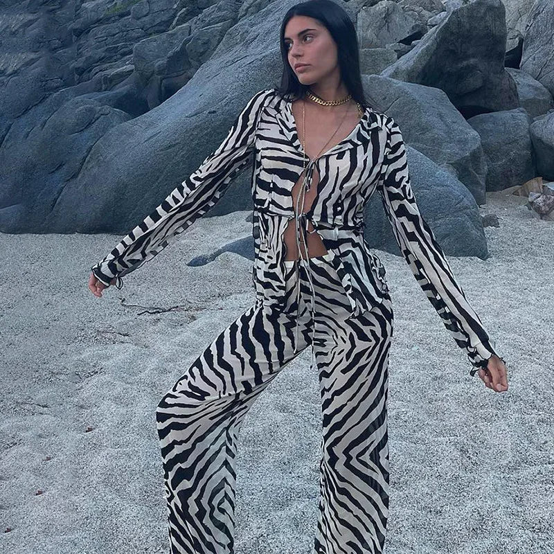Bold & Sheer: Animal Print Mesh 2-Piece Set