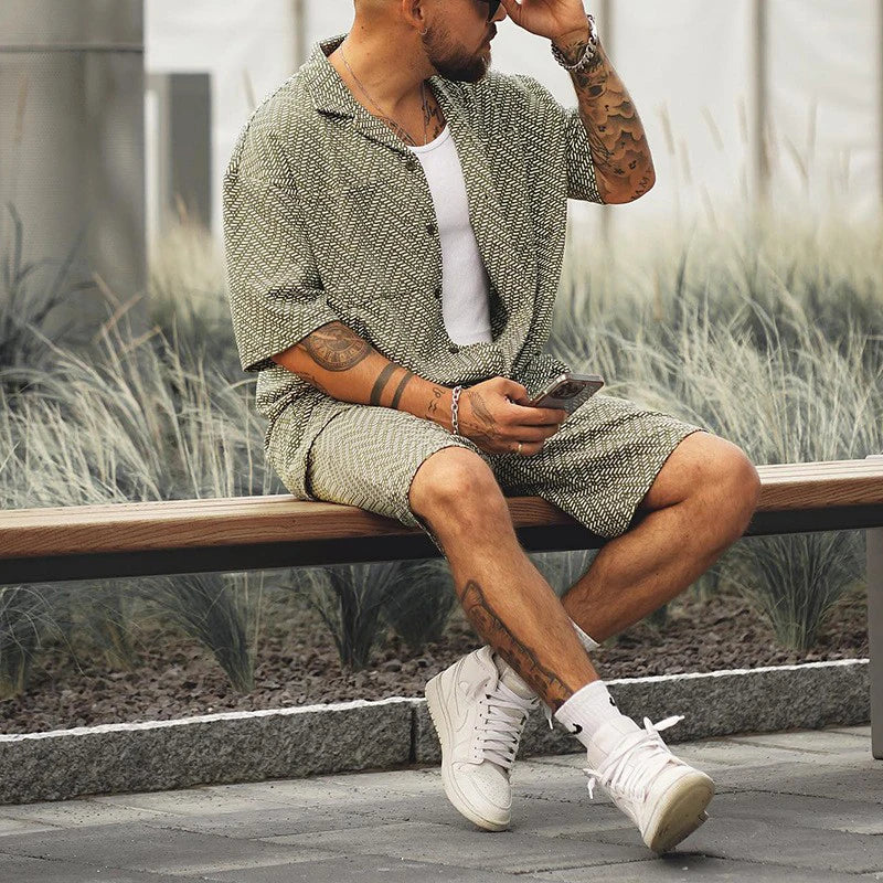Island Luxe: Men’s Hawaiian Oversized 2-Piece Tracksuit Set