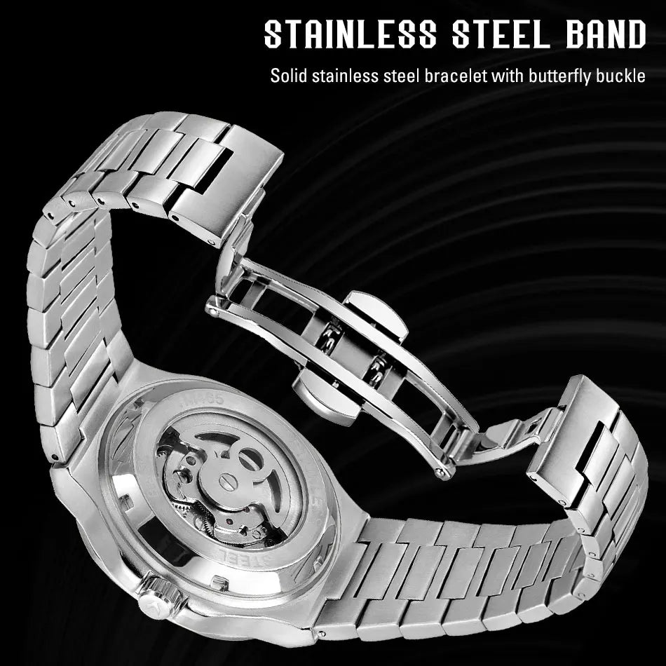 2025 SKROX High-End Luxury Square Watch – Skeleton Dial & Moon Phase