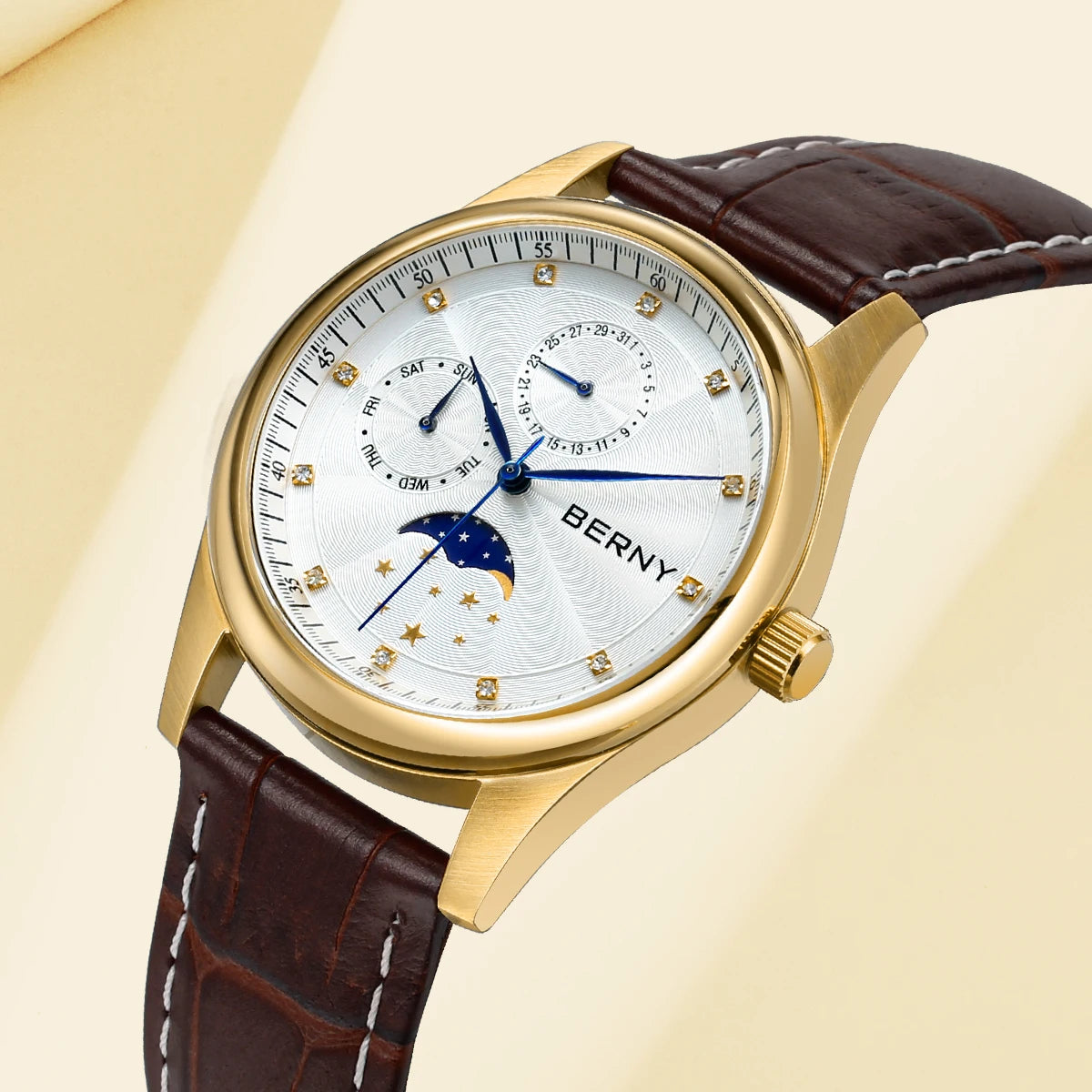 Women’s Watch – Calendar, Week, and Moon Phase Quartz Watch