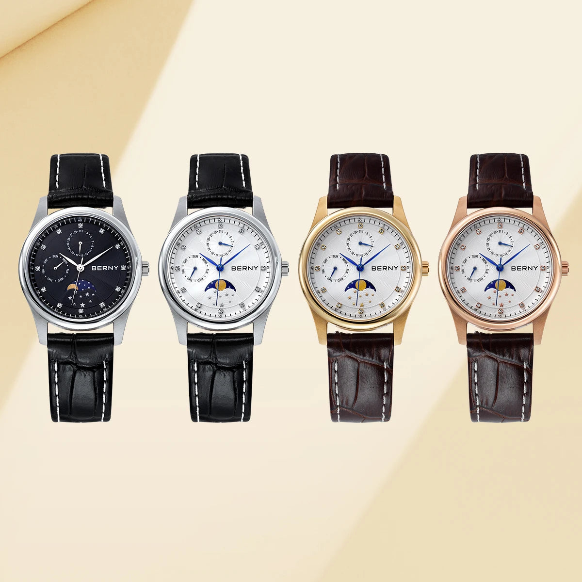 Women’s Watch – Calendar, Week, and Moon Phase Quartz Watch