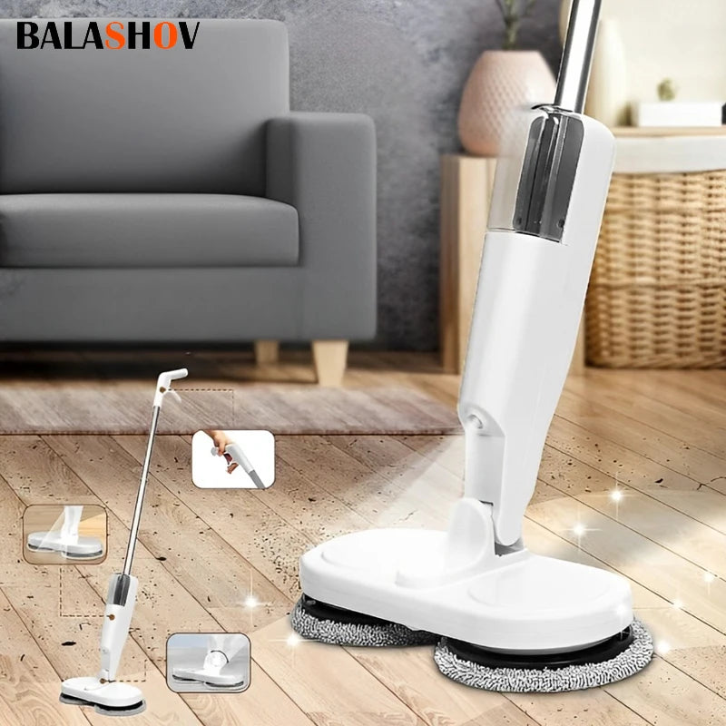 Wireless Electric Spin Mop Cleaner – 2-in-1 Wet & Dry Automatic Scrubber