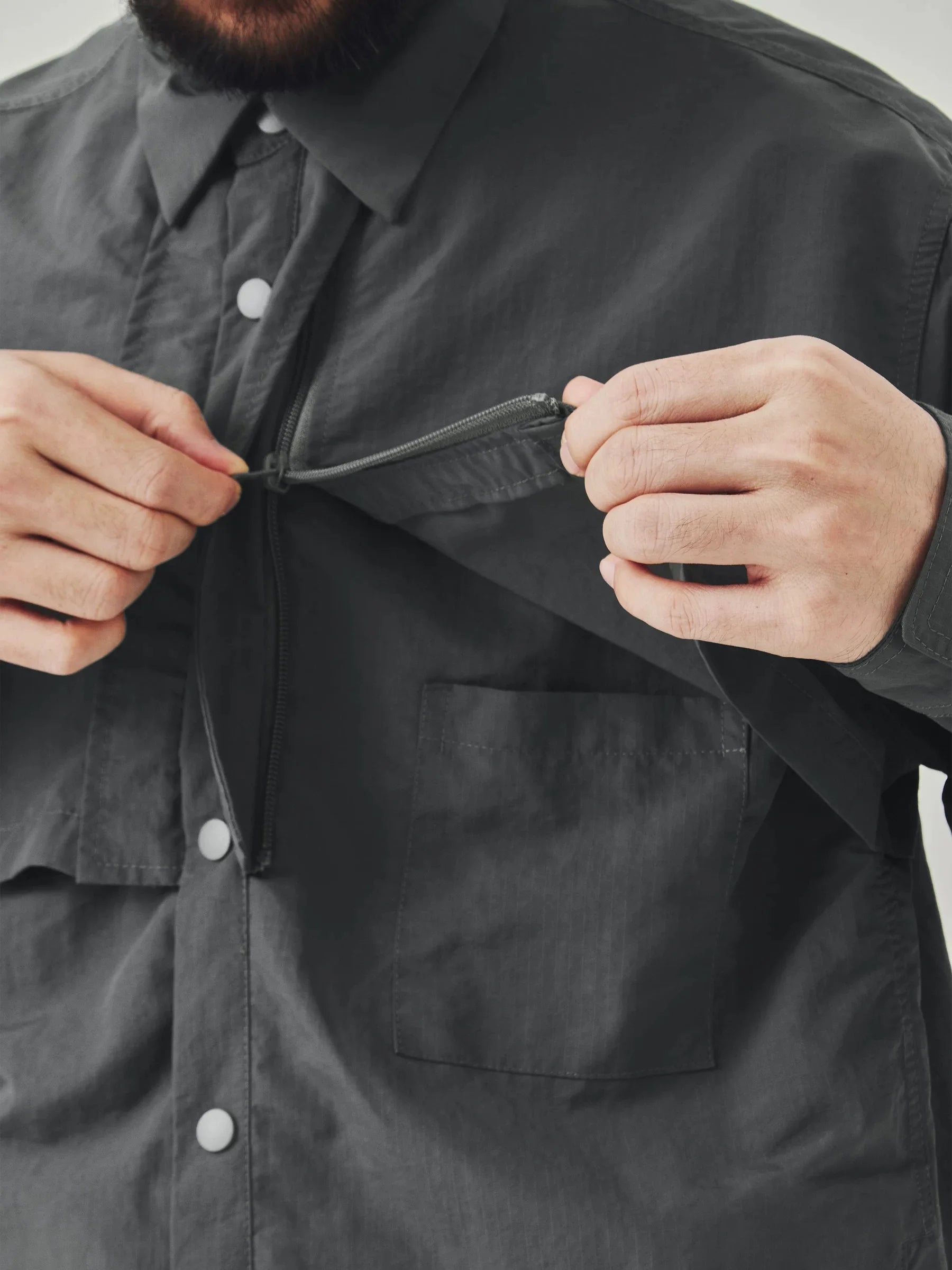 Men’s Waterproof Quick-Dry Techwear Cargo Shirt – Oversized Street Style