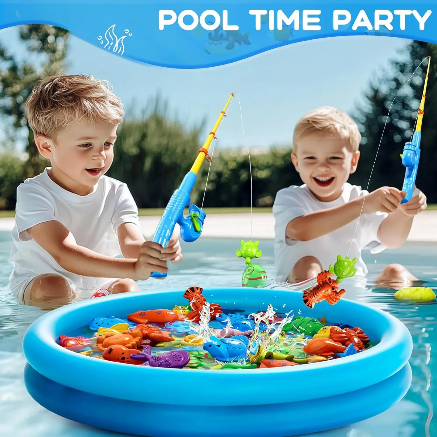 Magnetic Fishing Set with Inflatable Pool – Summer Party Game for Kids