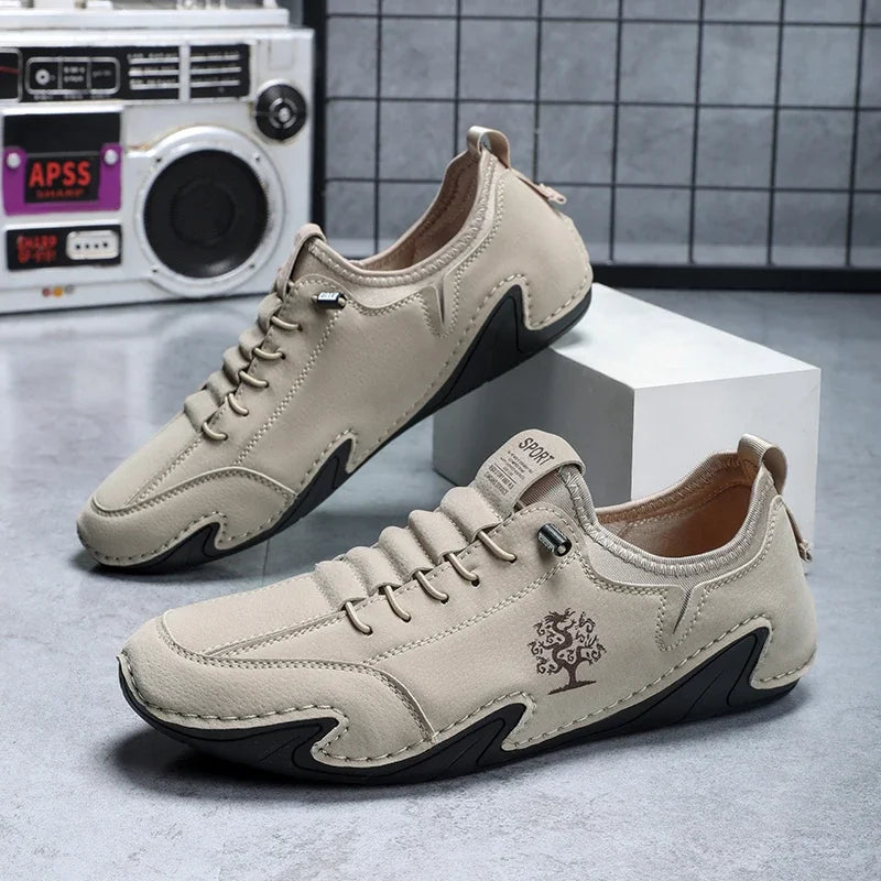 Outdoor Men’s Casual Suede Leather Shoes – Handmade Breathable Moccasin Loafers