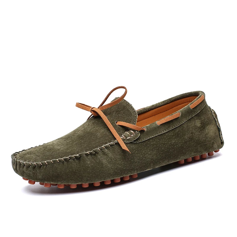 Men’s Suede Leather Slip-On Loafers – Handmade Breathable Flats