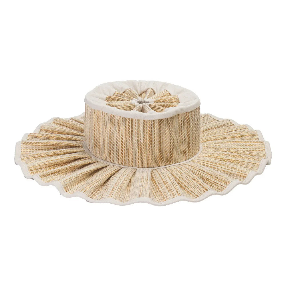Foldable Pleated Straw Hat – Fashionable & Waterproof