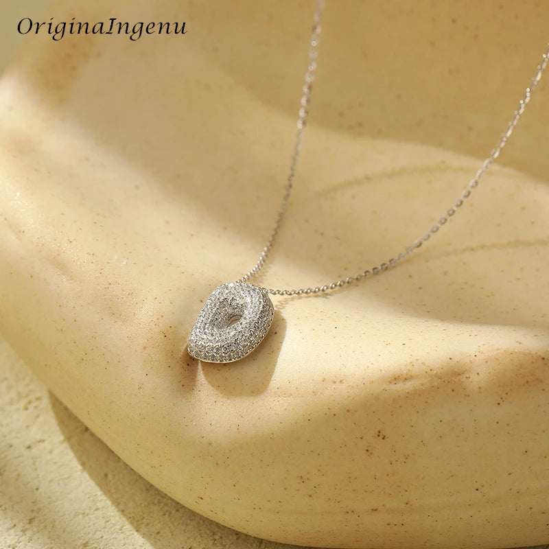 Silver Bubble Letter Name Necklace – A–Z Initials